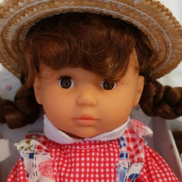 Americana Vintage Doll Red Gingham Picnic Little Girl Hard to Find - Picture 5 of 6